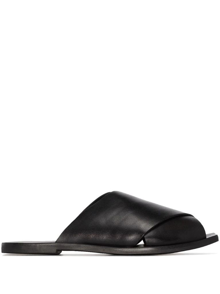 open-toe leather flat sandals