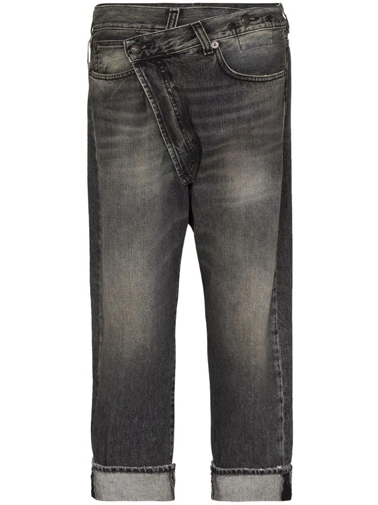 stonewashed straight-leg jeans