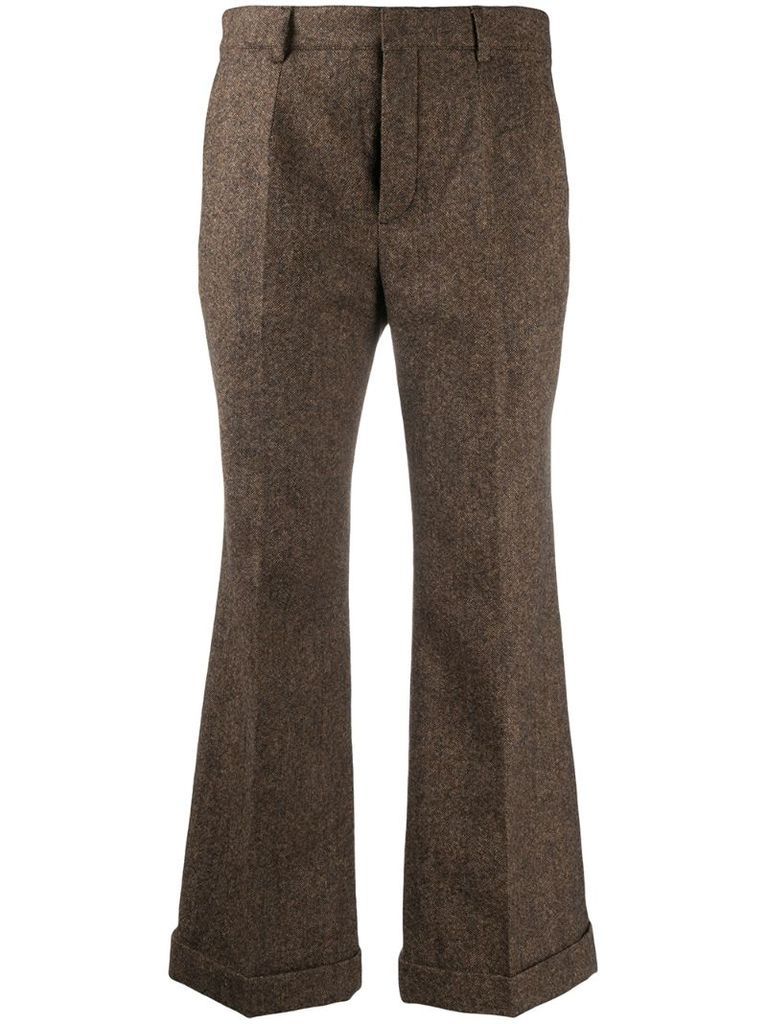cropped flared tailored trousers