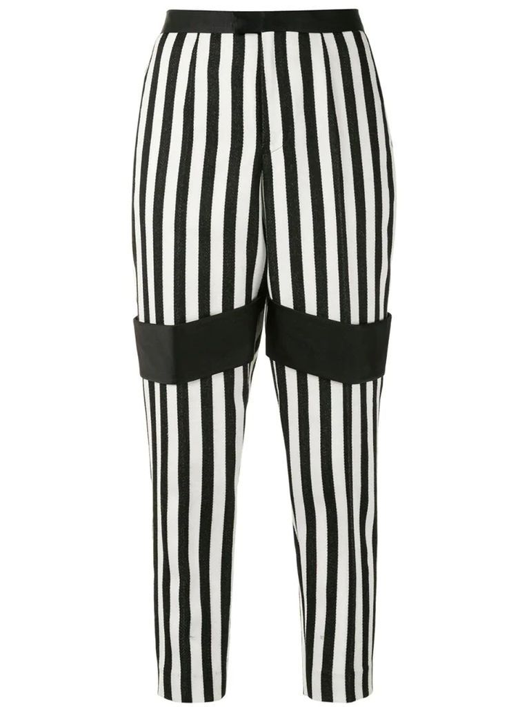 striped tapered-leg trousers