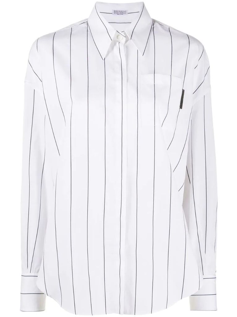 patch-pocket pinstripe shirt