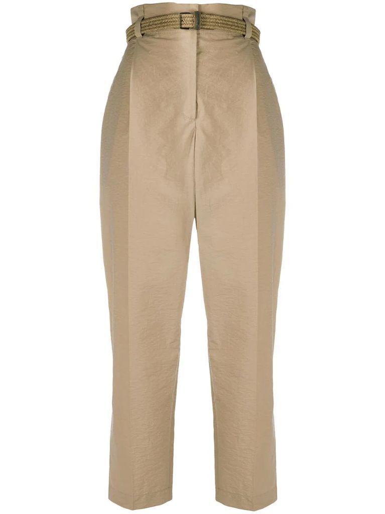 paperbag waist cotton trousers