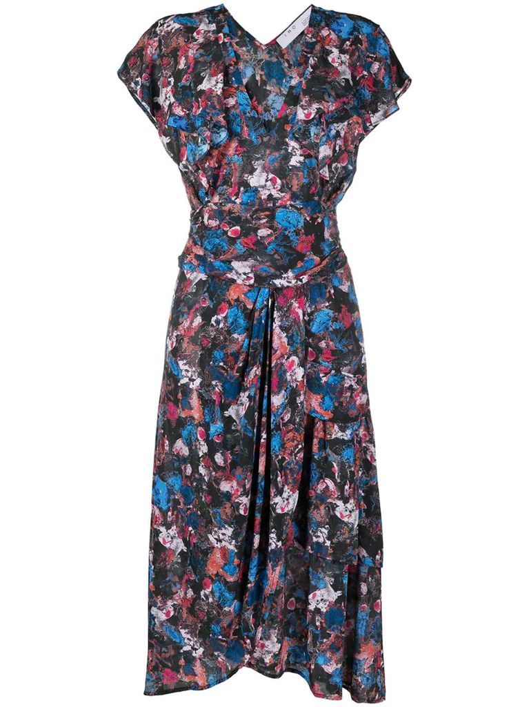 abstract-print flared dress