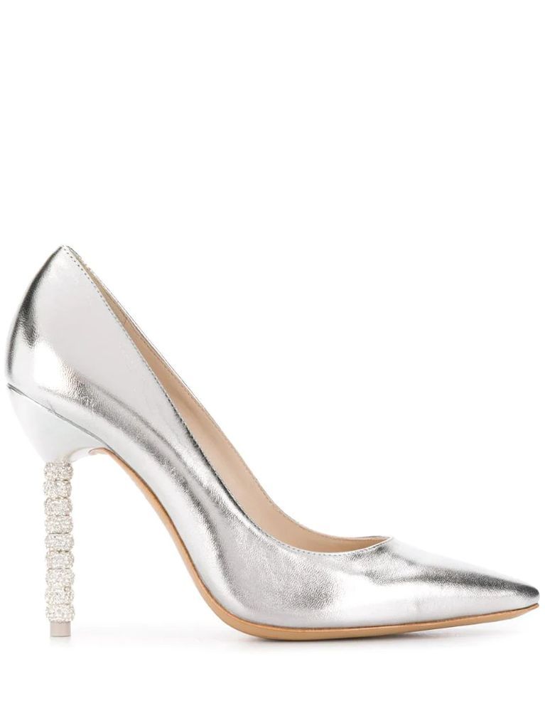 Coco crystal-beaded heel pumps
