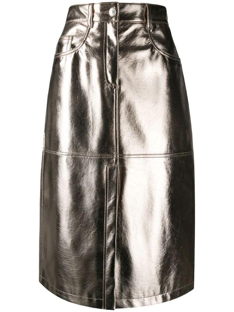 metallic knee-length skirt