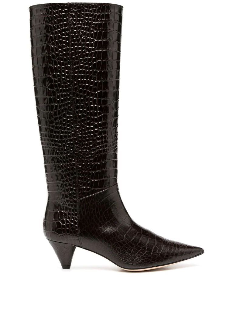 croc-embossed boots