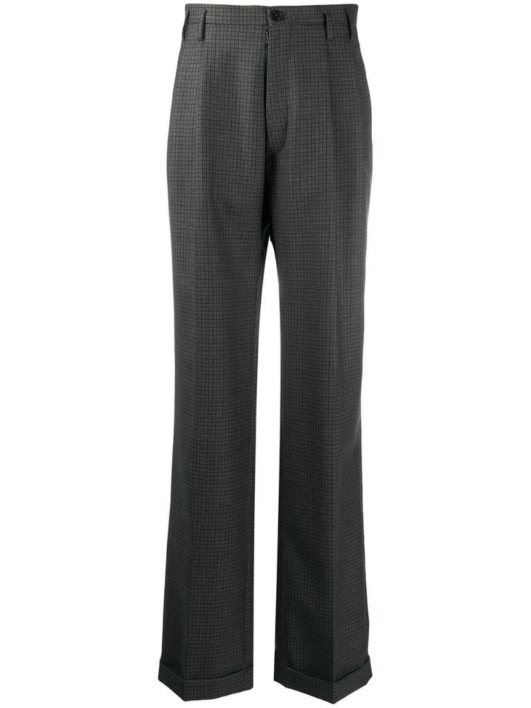 wide-legged check trousers