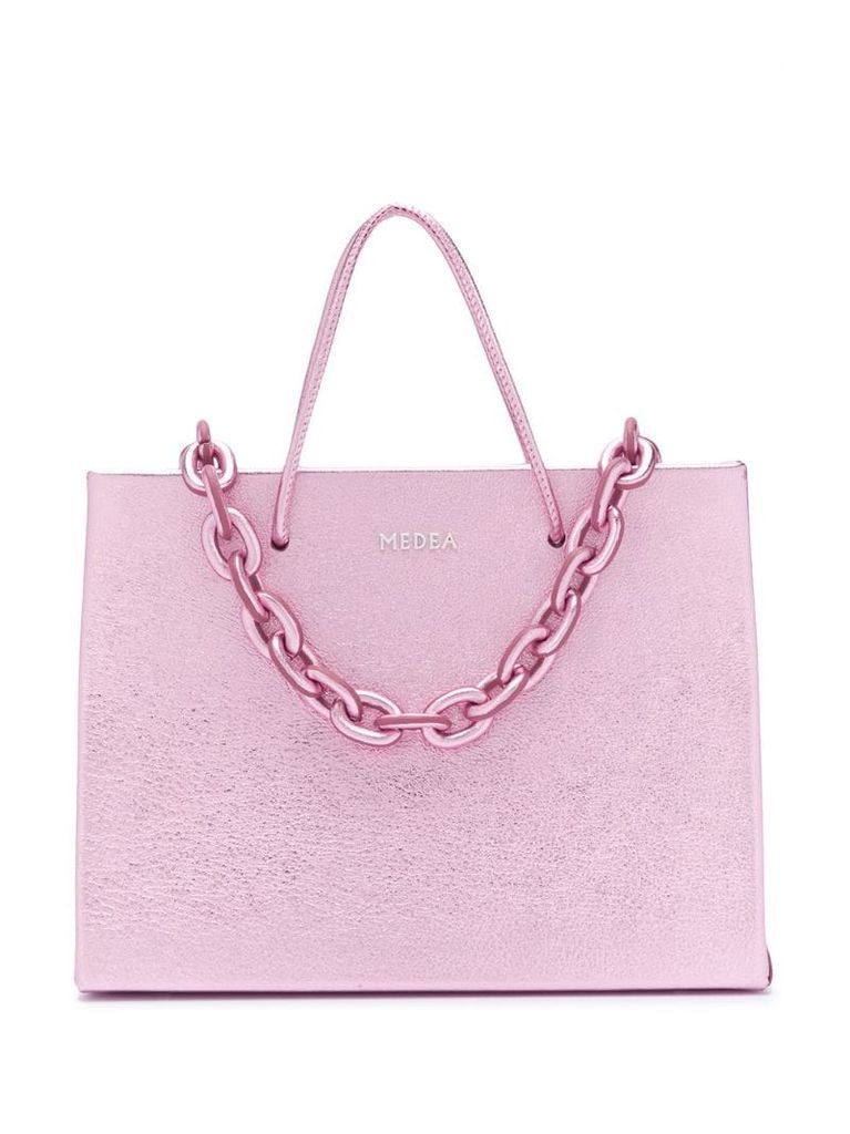 chain-trimmed tote bag