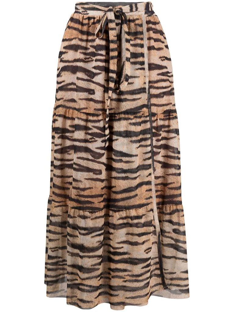 tiger-print maxi skirt