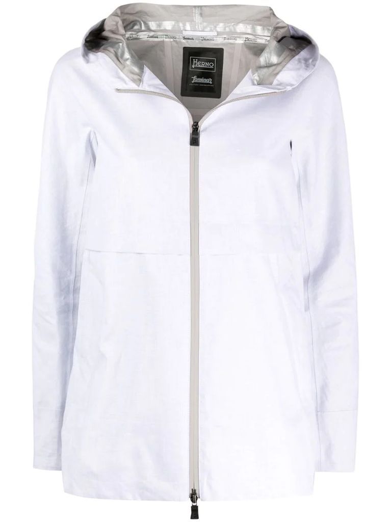 hooded double-slider zip coat