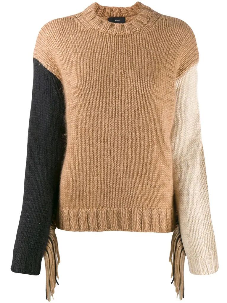fringed knitted jumper