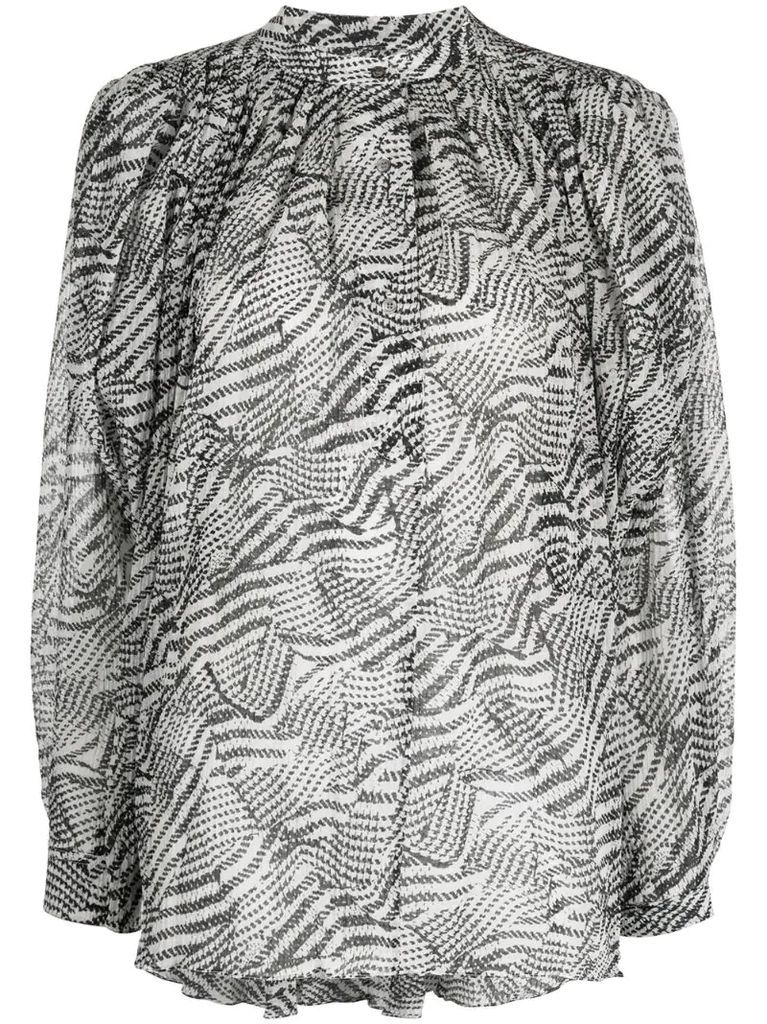 abstract-print pleated blouse