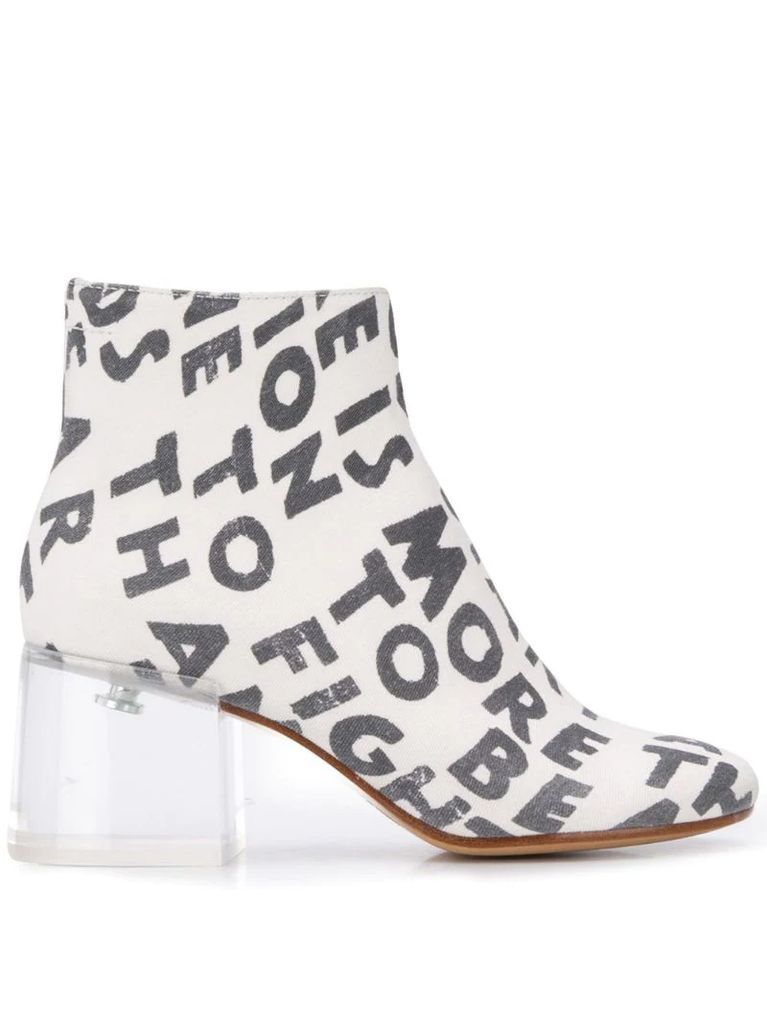 text print ankle boots