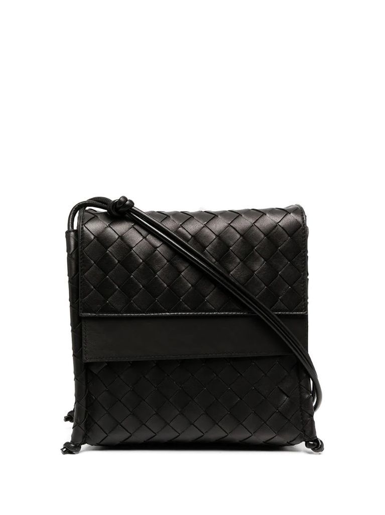 intrecciato weave leather shoulder bag