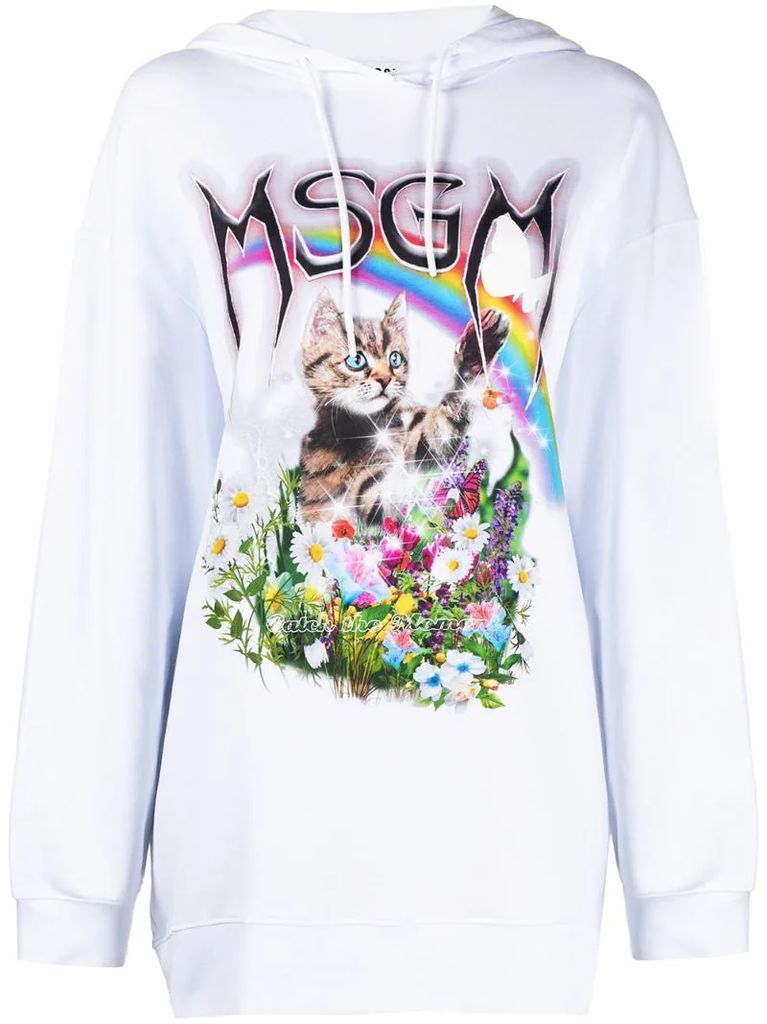 cat-print hoodie