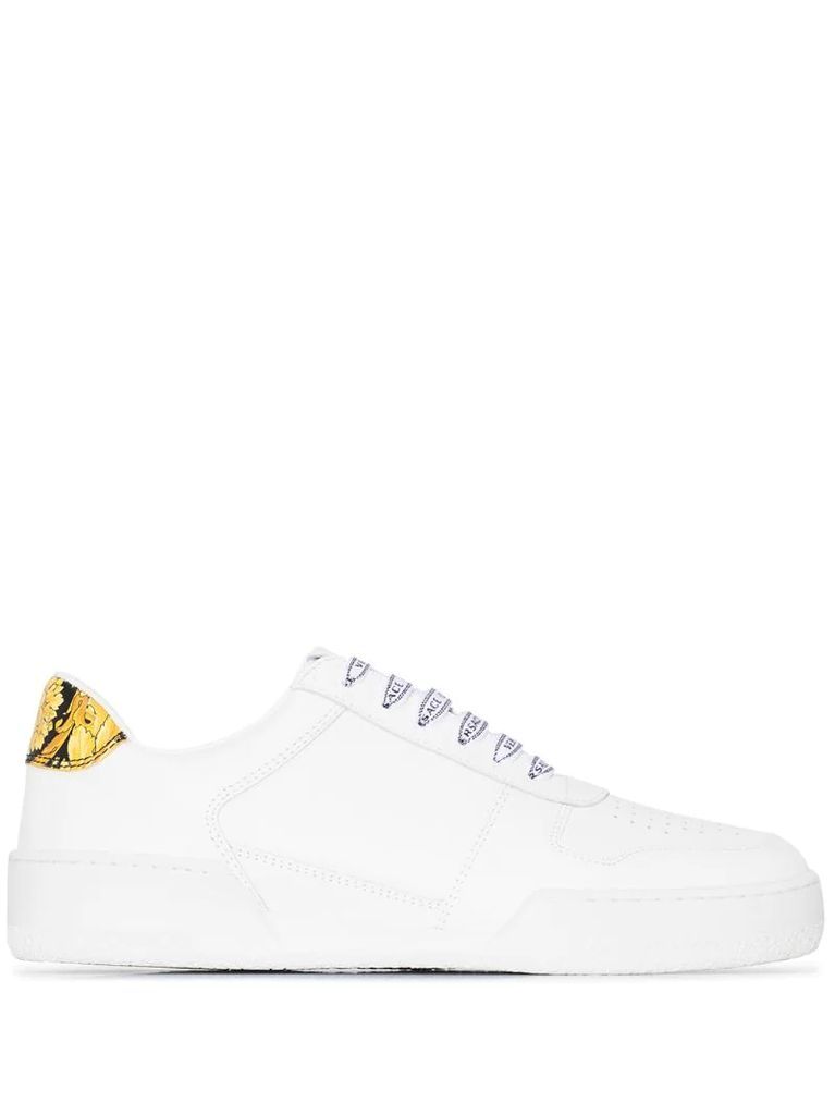 baroque-print leather sneakers