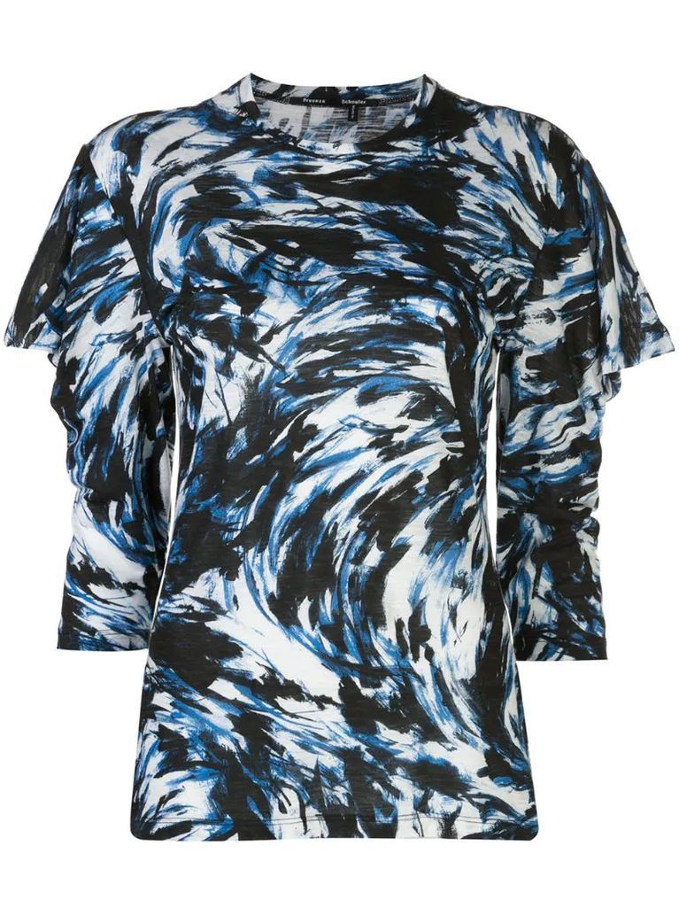 feather-printed T-shirt