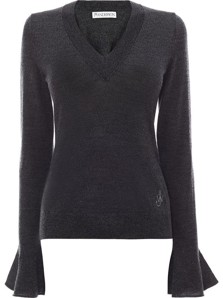 flared-cuff wool jumper