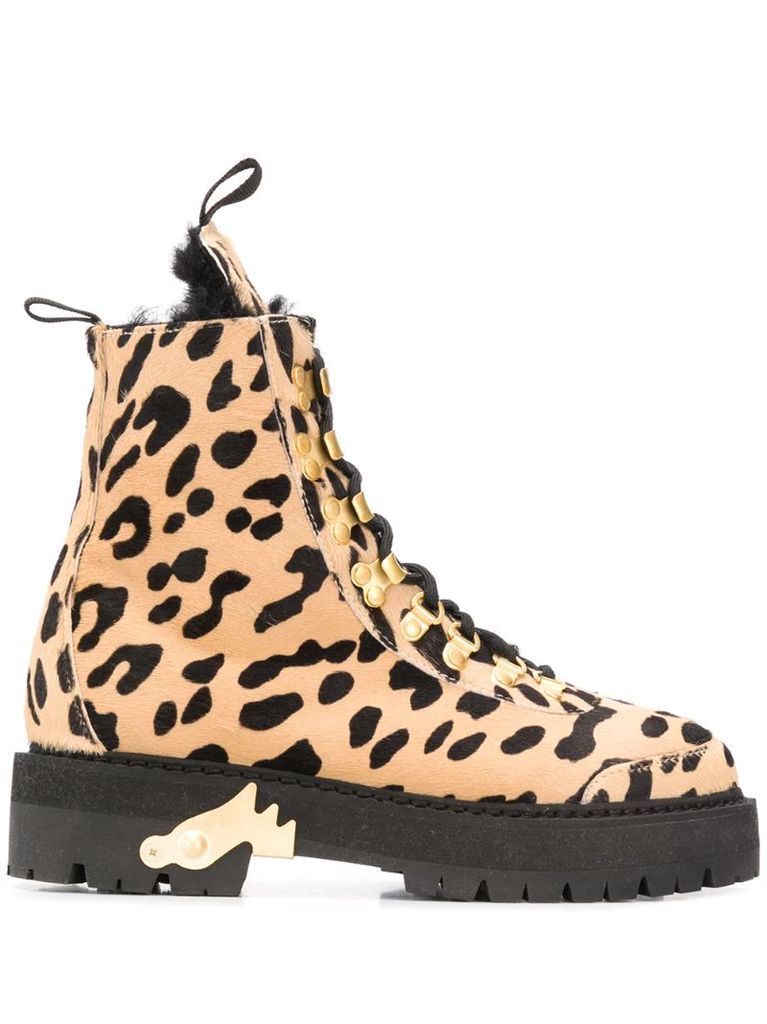 cheetah-print combat boots