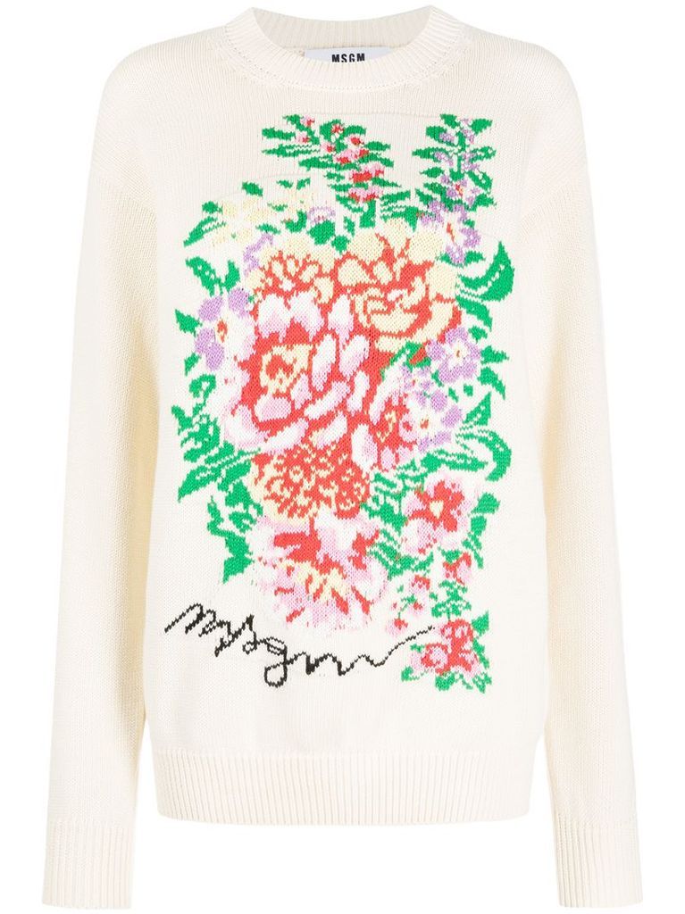 intarsia-knit floral jumper