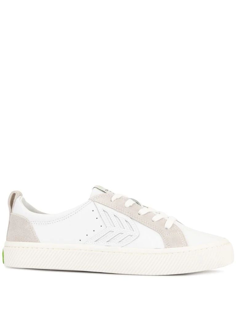 CATIBA Low Off White Leather Ice Suede Accents Sneaker