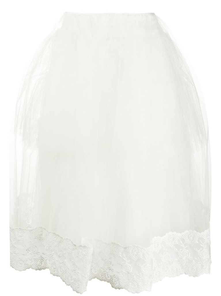 lace-trim tulle puff skirt