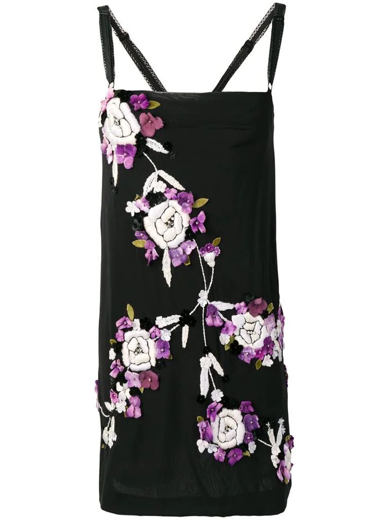 2000's embroidered floral dress