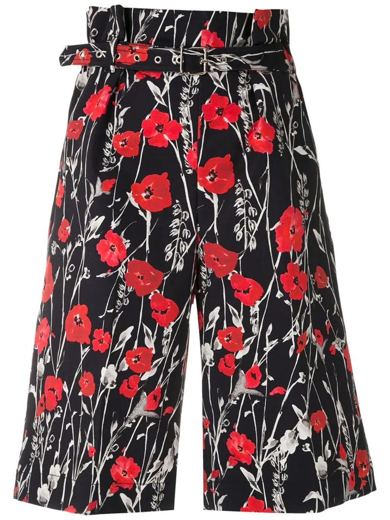 belted floral shorts