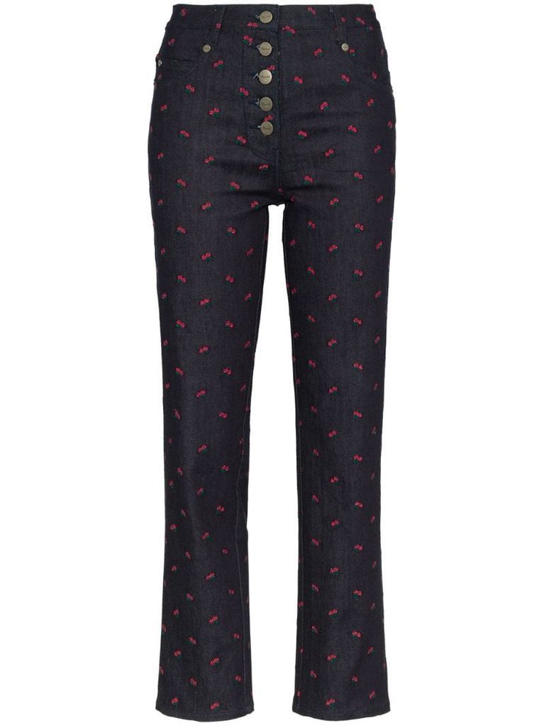 floral embroidered jeans