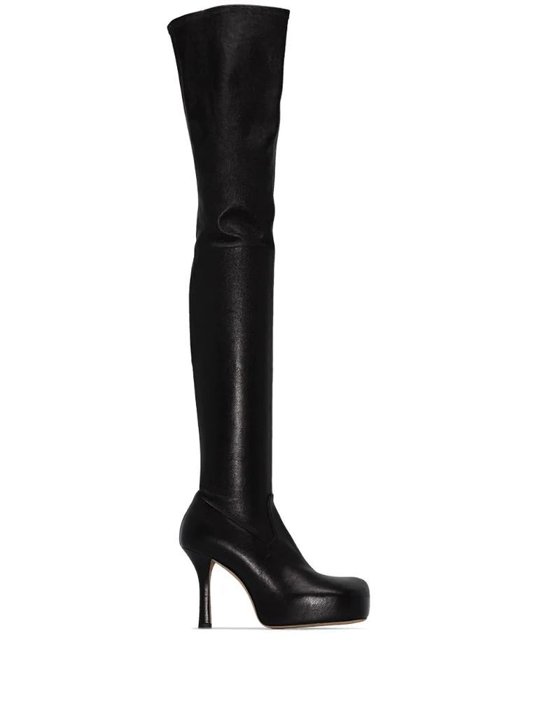 105mm over-the-knee leather boots