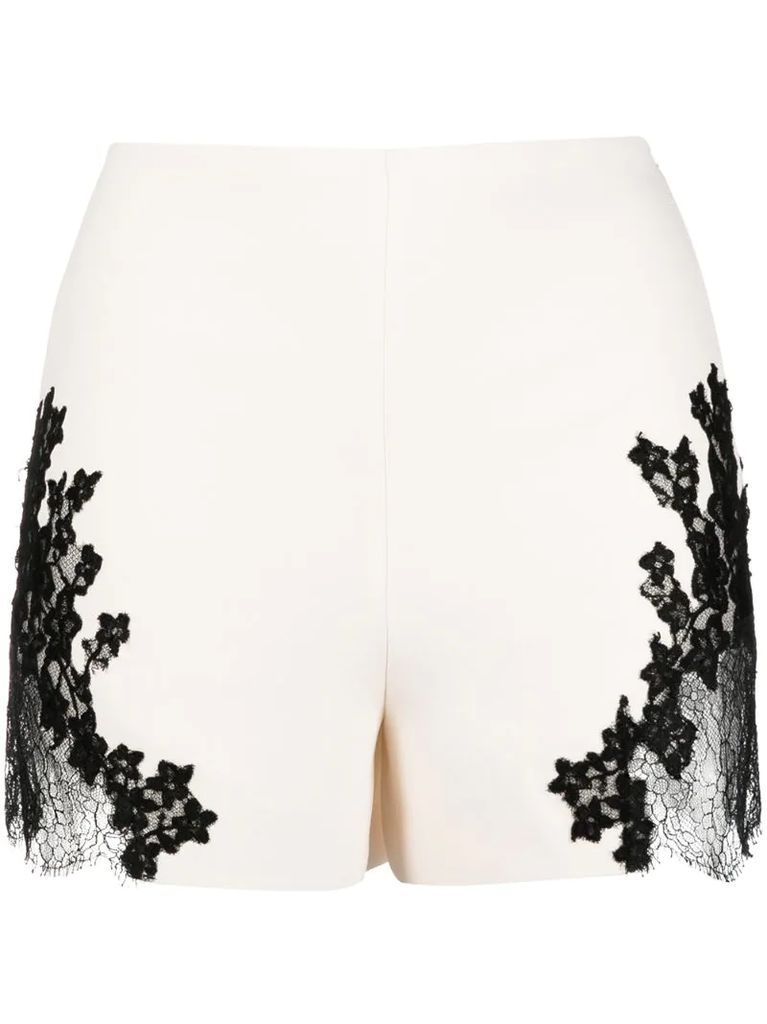 lace-insert high-rise shorts