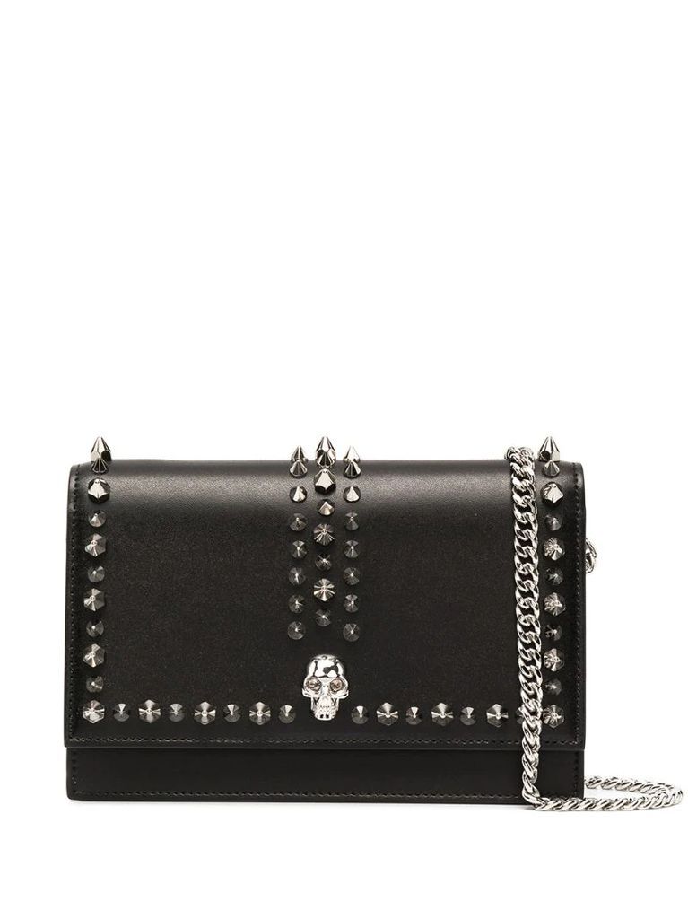 spiked skull shoulder bag