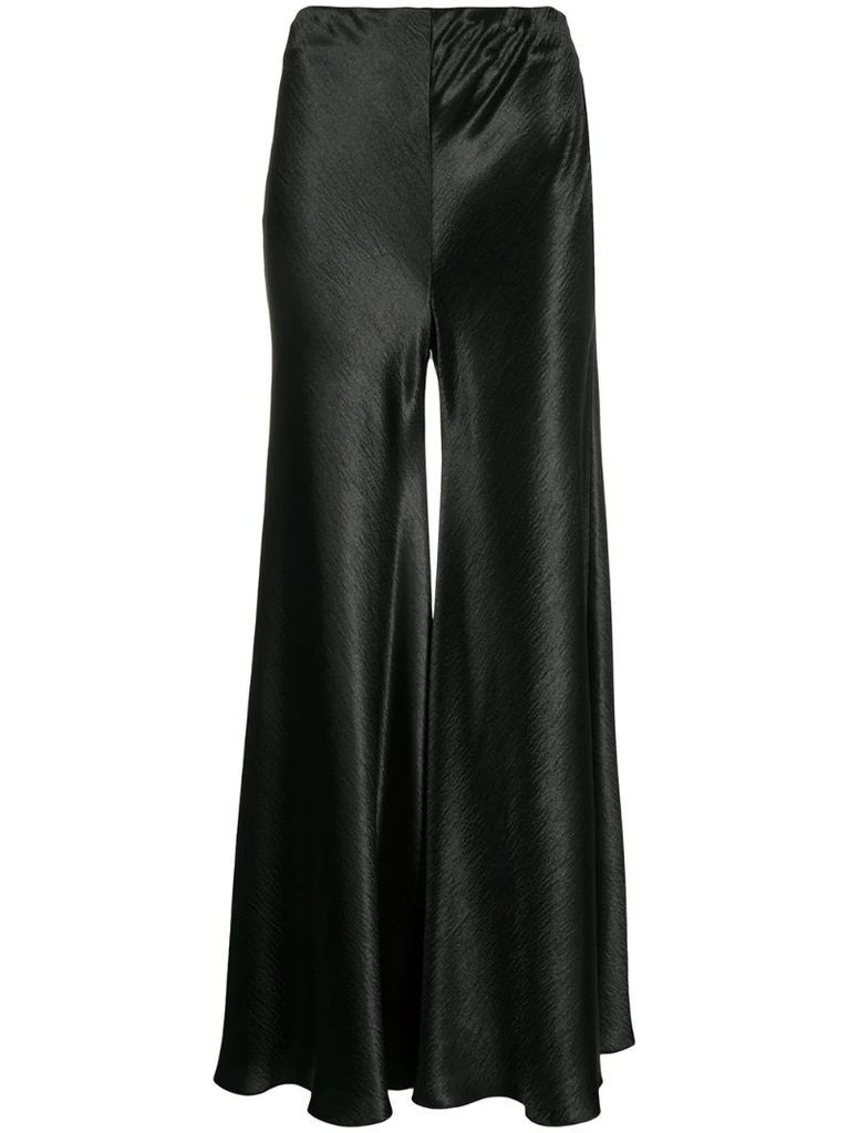 wide bell-flare trousers
