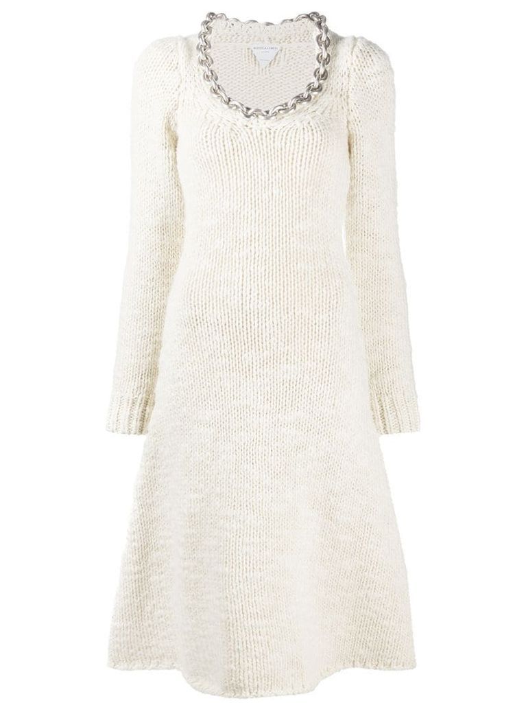 chain-link trim knitted dress