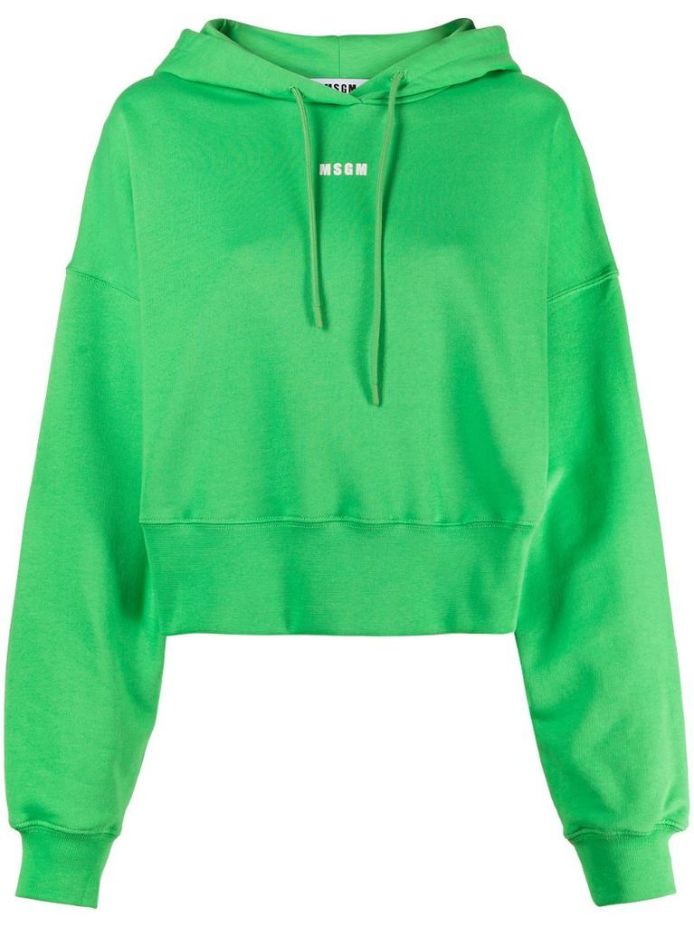 cropped logo-print hoodie