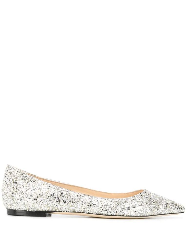 Romy glitter-embellished ballerina shoes