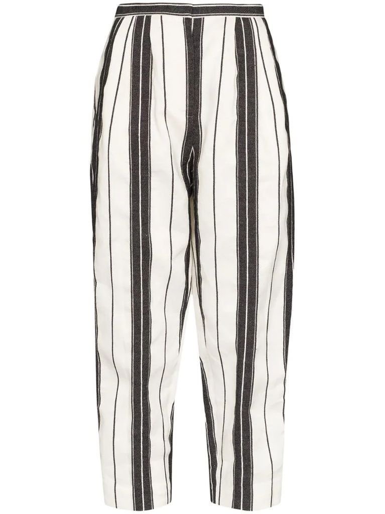 high waist striped trousers