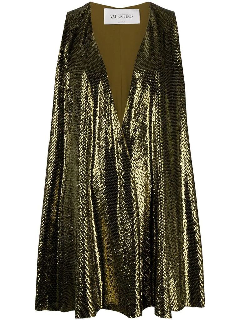 sequin-embellished sleeveless cape