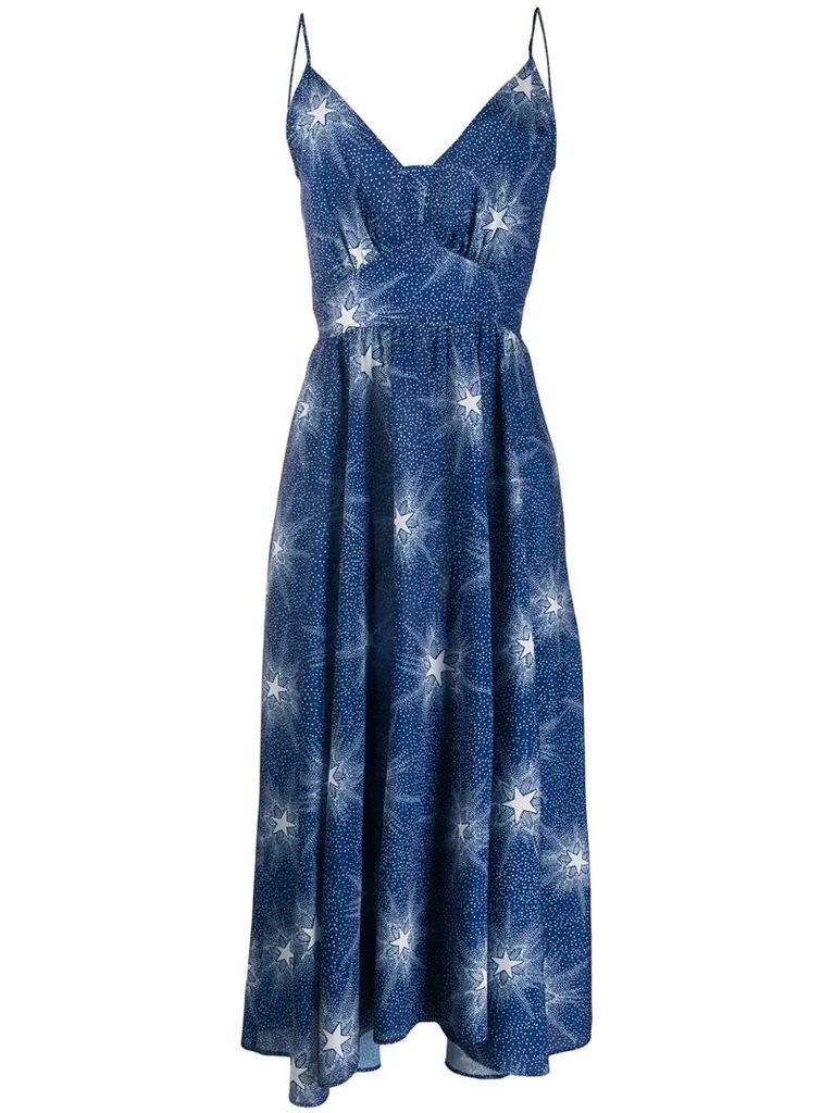 speckled star-print midi dress