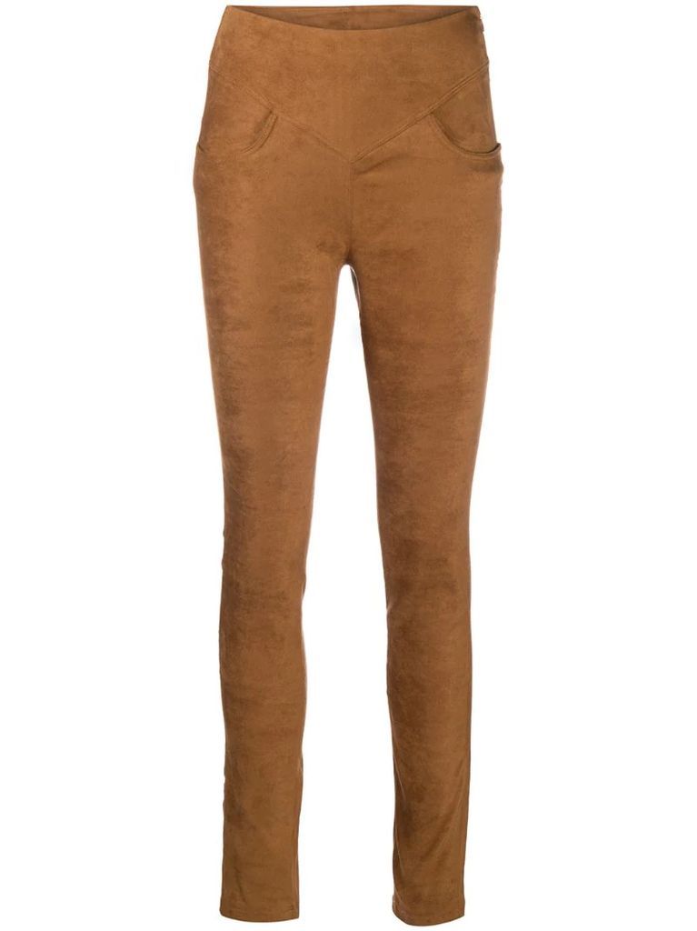 suede-effect skinny trousers