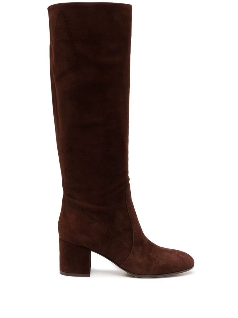 knee-high suede boots