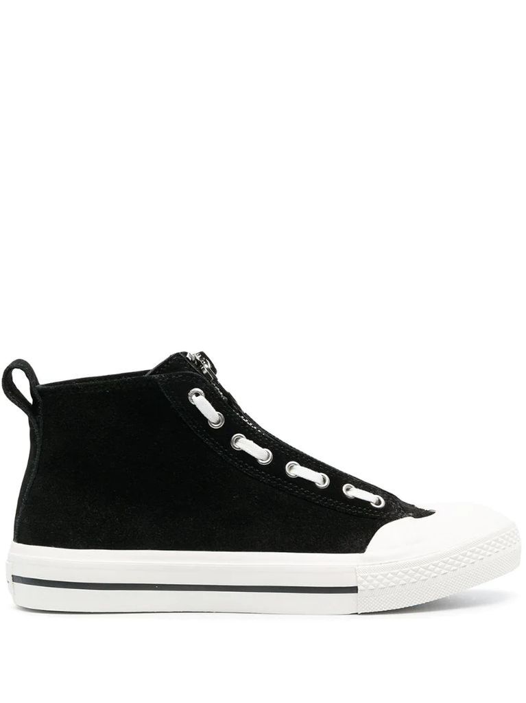 zipped-up sneakers