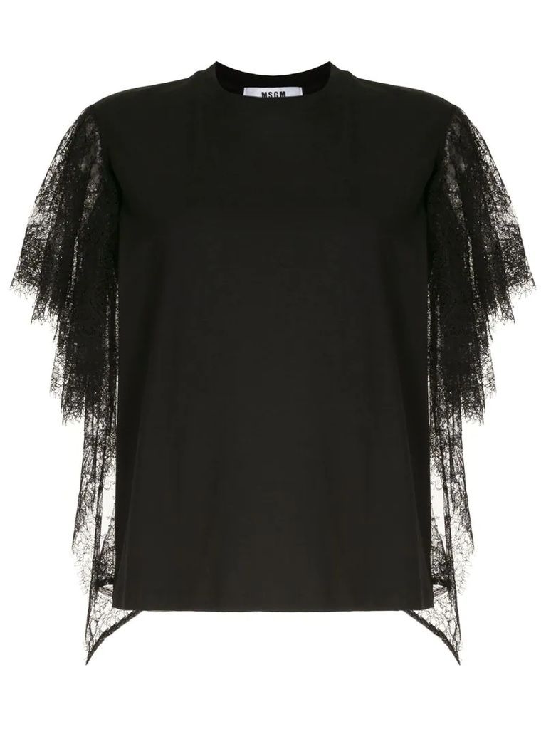 lace sleeves T-shirt