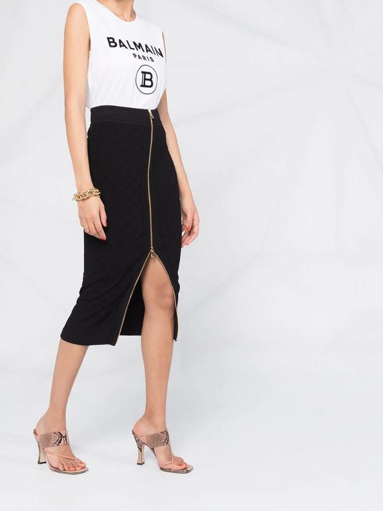 high-waisted zip pencil skirt