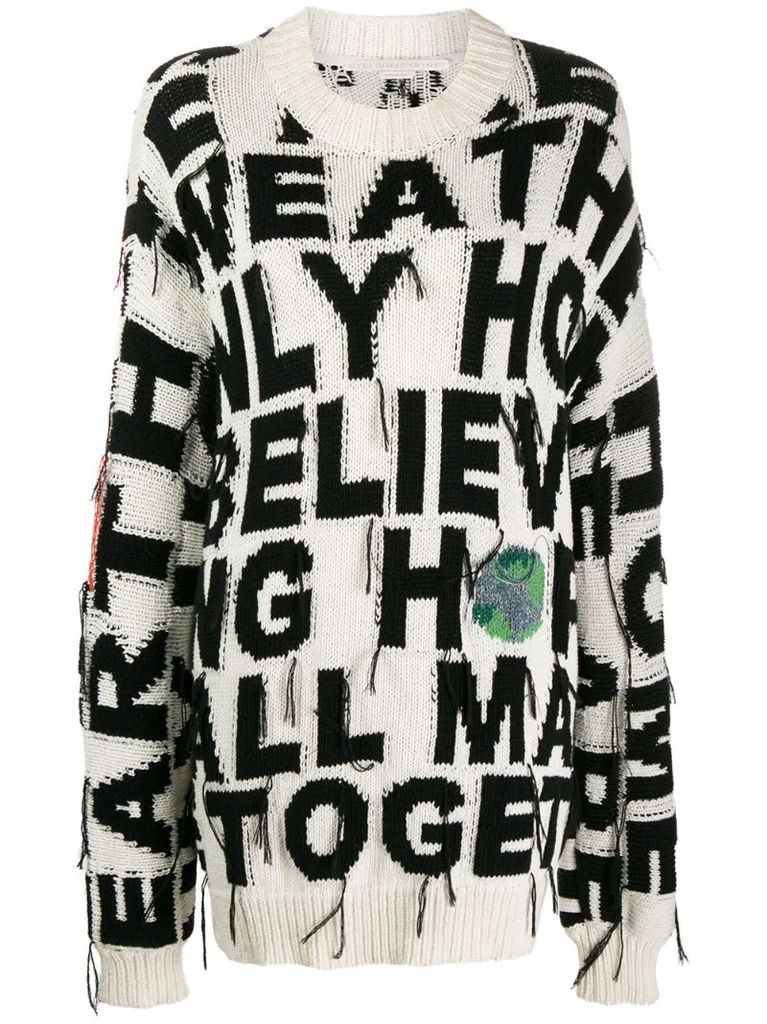 oversized slogan jumper