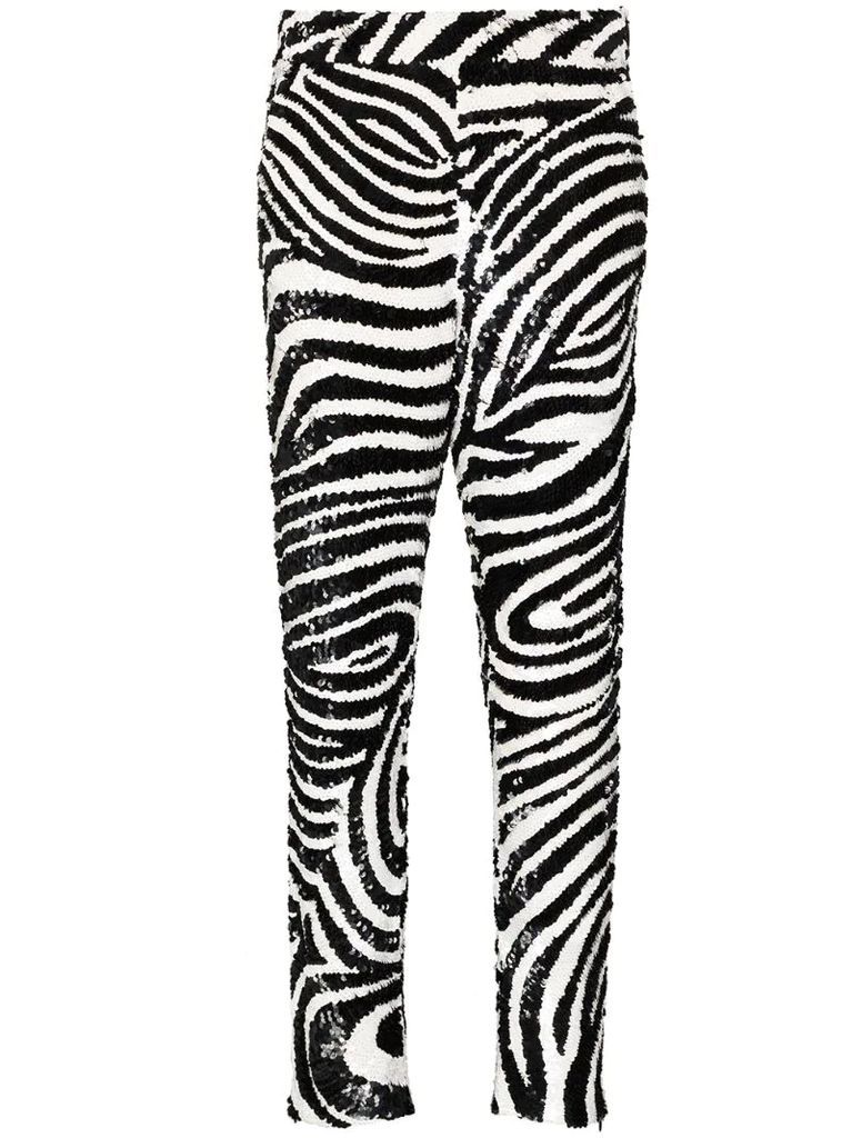 zebra-print sequin-embellished trousers