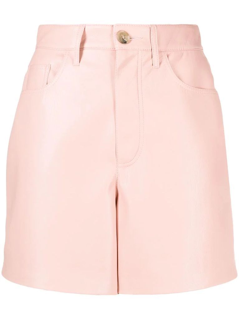 high-waisted faux-leather shorts
