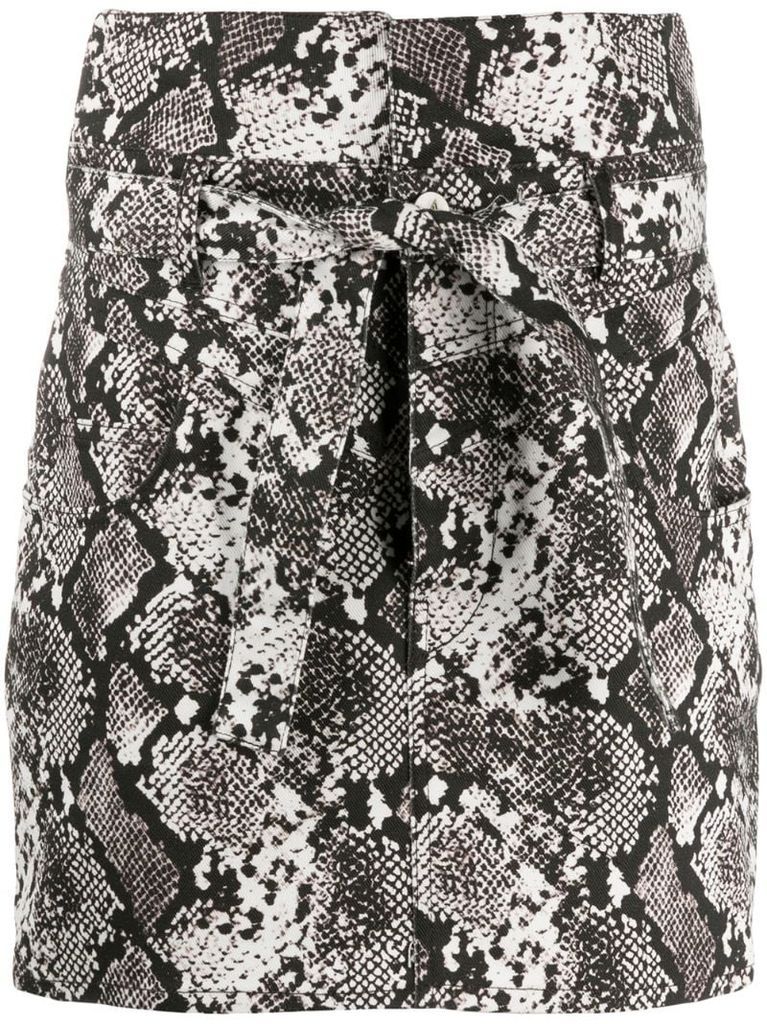 snakeskin print mini skirt