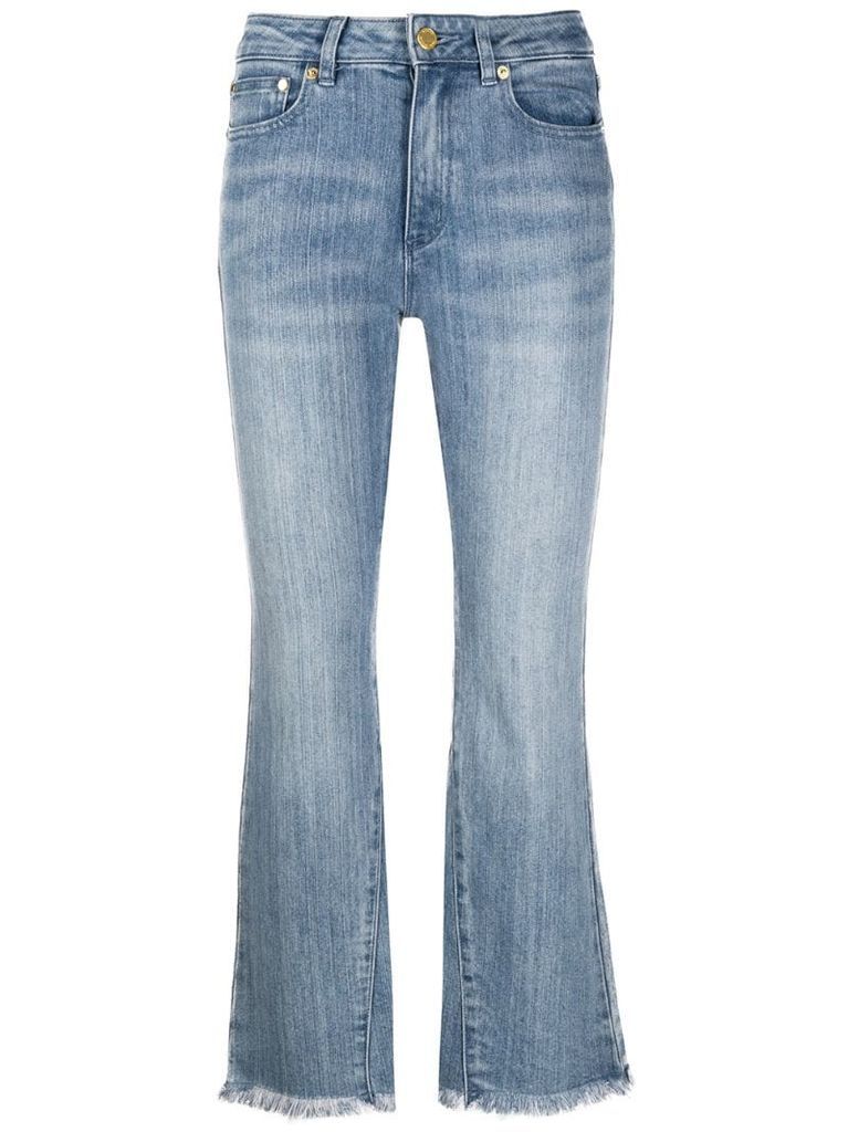 high-rise cropped kick-flare jeans