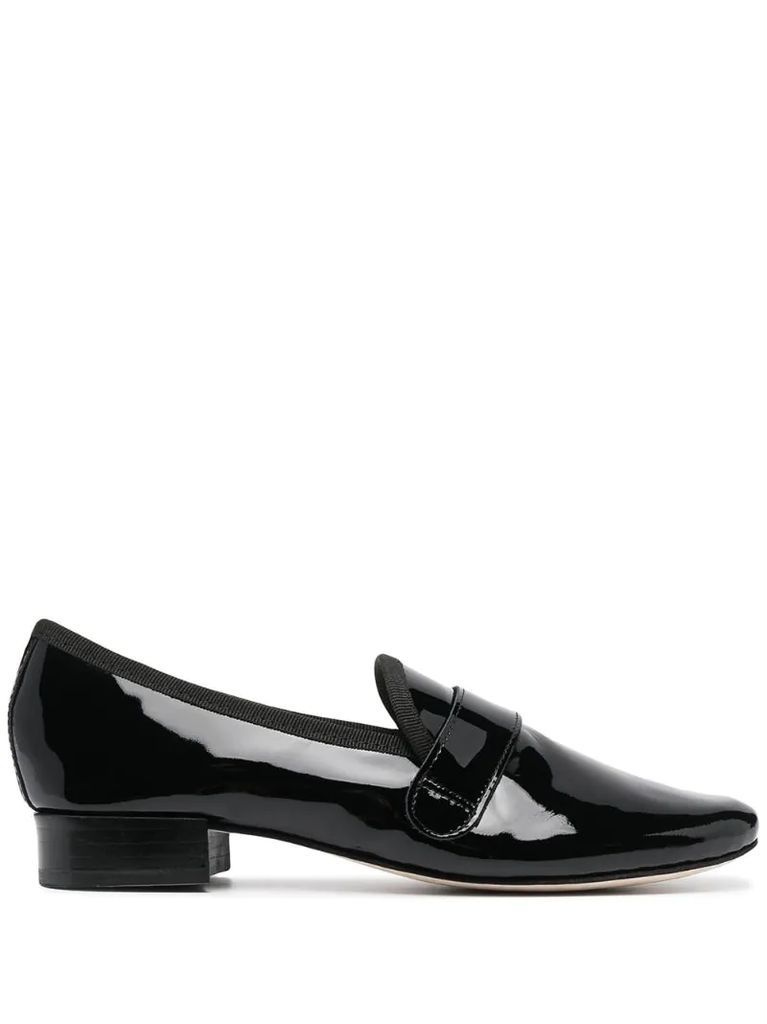 glossy leather loafers